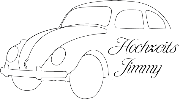 Hochzeitsauto weiß VW-Käfer Alexander Redl Logo