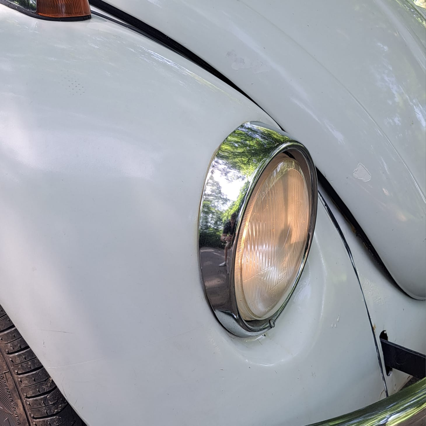 Hochzeitsauto weiß VW-Käfer Scheinwerfer Alexander Redl