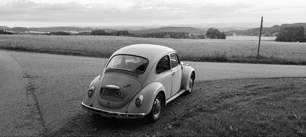 Hochzeitsauto weiß VW-Käfer Alexander Redl schwarz-weiß